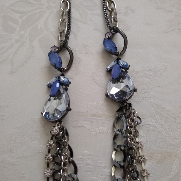 Statement multi strands layered chain lavender crystals silvertone - Picture 2 of 9